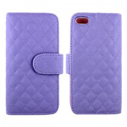 iPhone 5C Quilted Flip Leather Wallet Case (Purple)